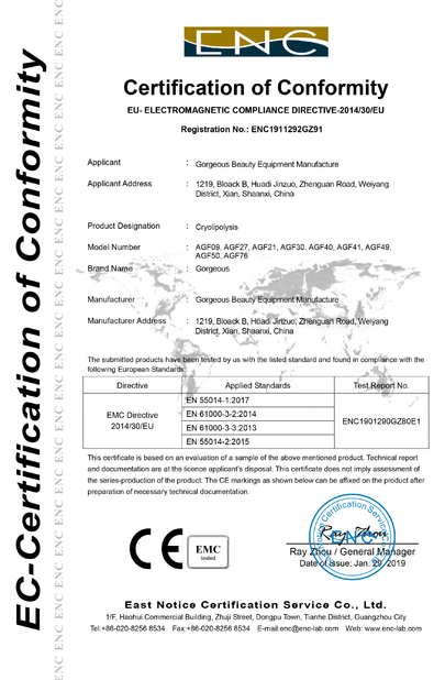 Chine Gorgeous Beauty Equipment Manufacture Certifications